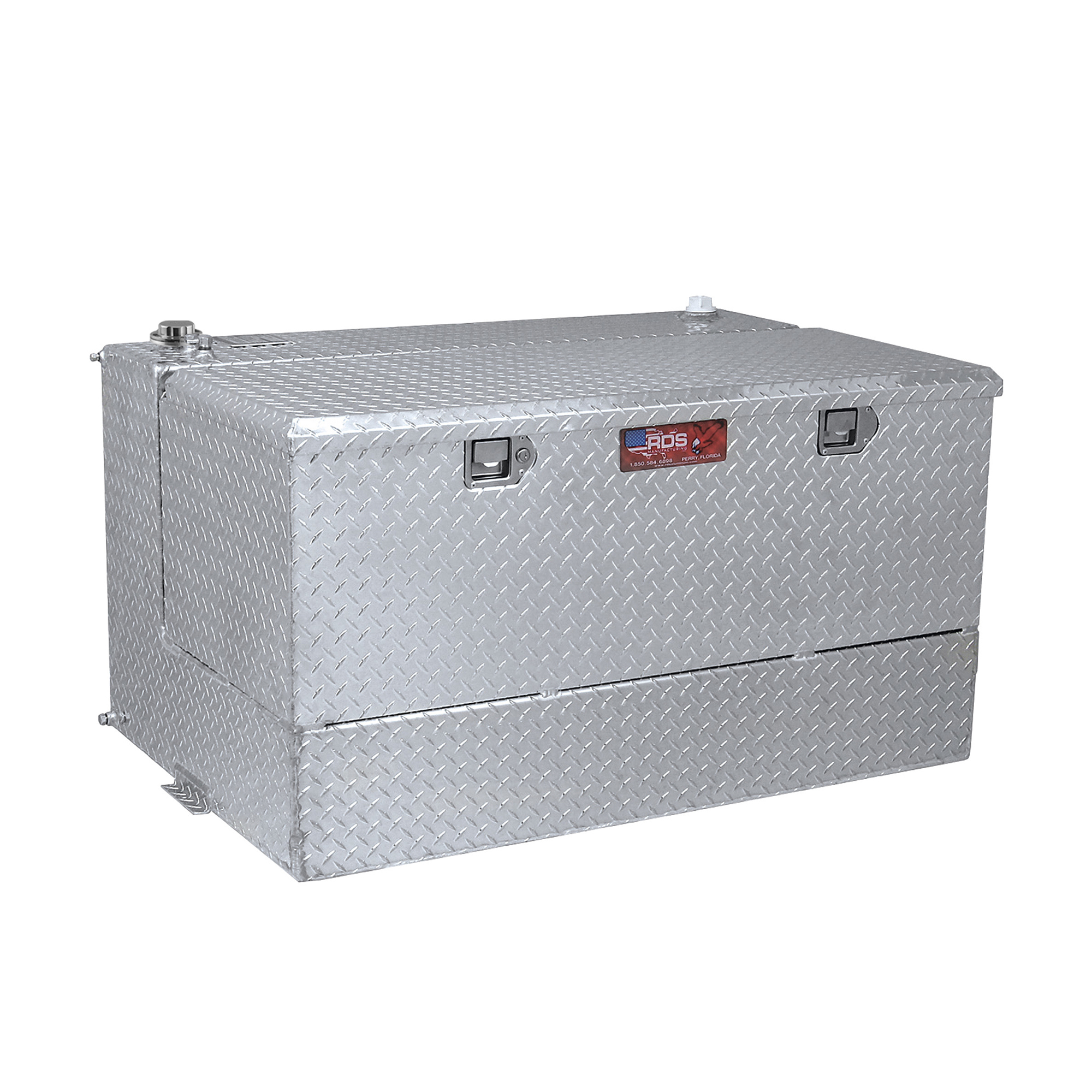 RDS Transfer Fuel Tank Toolbox Combo, 75-Gal., Rectangular, Diamond Plate, Aluminum, Model# 72537
